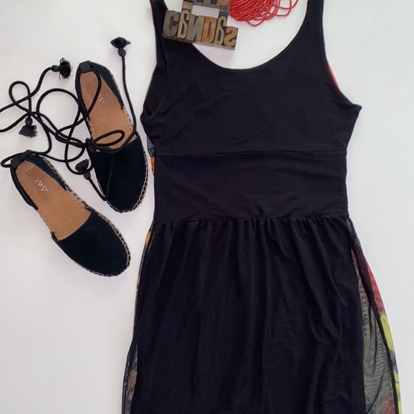 DESIGUAL by LACROIX FLORECILLA Black Mesh Floral Print Dress - Picture 14 of 16